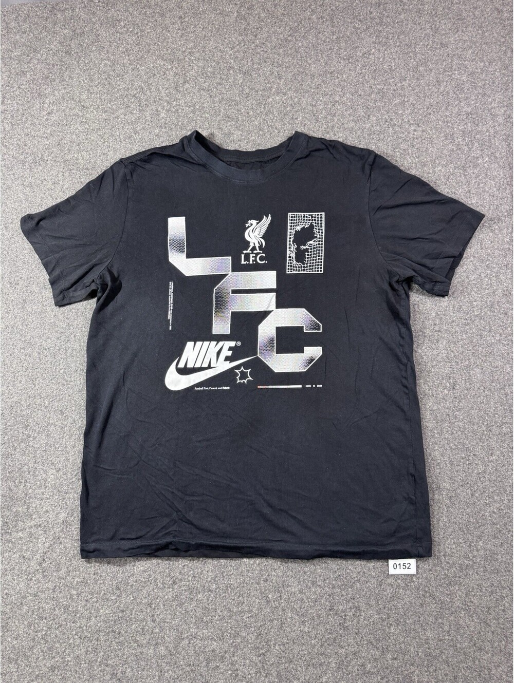 Nike Liverpool FC "L.F.C." Graphic T-Shirt Black Silver Metallic Size [L]